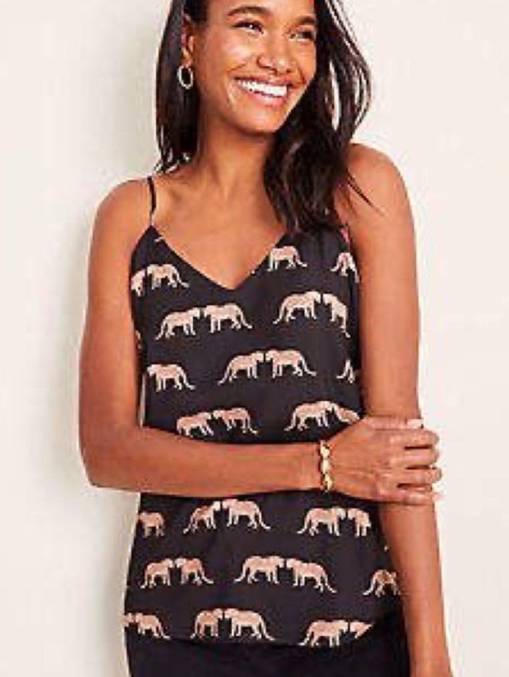 Ann Taylor Leopard Print Drapey Cami Top Size XL Black - Picture 1 of 8